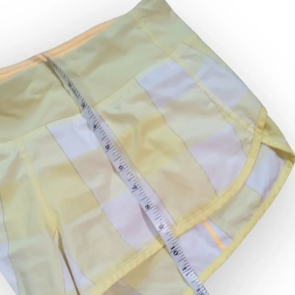 Lululemon women run shorts yellow gingham size 10 - Picture 6 of 9